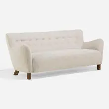 Sofa, model 1669 A by Fritz Hansen, c. 1938, upholstery, beech, sold May 2024