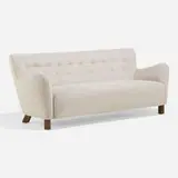 Fritz Hansen, Sofa, model 1669 A, c. 1938, upholstery, beech
