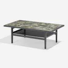 Coffee table by Erling Viksjø, c. 1965, lacquered wood, terrazzo, aluminum, sold May 2024