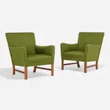 Ole Wanscher, Lounge chairs, pair, c. 1950, mahogany, upholstery