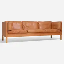 Sofa, model 2443 by Børge Mogensen, 1975, leather, oak, sold May 2024