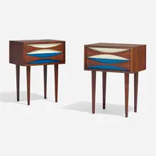 Niels Clausen, Nightstands, pair, c. 1960, rosewood, lacquered rosewood