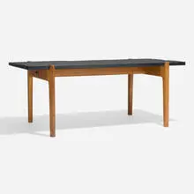 Hans J. Wegner, Coffee table, c. 1950, slate, oak, brass