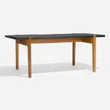 Hans J. Wegner, Coffee table, c. 1950, slate, oak, brass