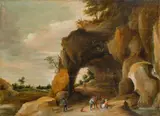 David Teniers d.J., Landstraße mit Felsentor, Um 1670, Öl auf Holz