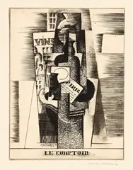 Louis Marcoussis, Le comptoir, 1920, Radierung, Aquatinta und Kaltnadel auf Velin