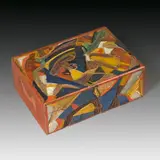 Carlo Mense, Kästchen, Um 1912, Ahorn, eingeschnitten und mit Plaka-Farben bemalt