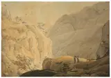 Zwei Männer im Gebirge by Johann Heinrich Schilbach, 1820, Aquarell über Bleistift auf Papier, zweifach auf Karton aufgezogen, sold Nov 2014