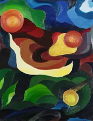 Thilo Maatsch, Komposition (L' adieu à Irna), 1921, Öl auf Pappe