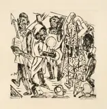 Max Beckmann, Niggertanz, 1921, Kaltnadel auf Japan