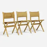 Ilmari Tapiovaara, Estancio folding chairs, set of three, 1971, birch, canvas