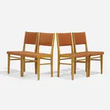 Ilmari Tapiovaara, Dining chairs, set of four, c. 1939, birch, upholstery