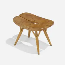 Pirkka stool by Ilmari Tapiovaara, c. 1955, pine, birch, sold May 2024