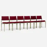 Ilmari Tapiovaara, Kiki chairs, set of six, 1959, chrome-plated steel, fabric upholstery