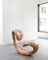 Wave Chair by Pascal Dowers and Chris Wilson, 2012, lacquered plywood and wood with acrylic laminate and sheet metal, sold Apr 2016