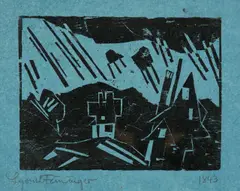 Gewitterbö by Lyonel Feininger, 1918, Holzschnitt auf blauem Seidenpapier, sold Jun 2016