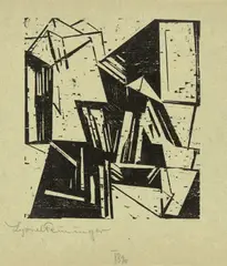 Kopf by Lyonel Feininger, 1918, Holzschnitt auf grünem Seidenpapier, sold Jun 2016