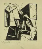 Lyonel Feininger, Kopf, 1918, Holzschnitt auf grünem Seidenpapier