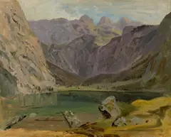 Hintersee by Heinrich Bürkel, Öl auf Papier auf Pappe, sold Nov 2015
