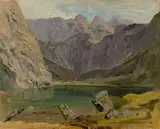 Heinrich Bürkel, Hintersee, Öl auf Papier auf Pappe
