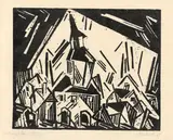 Lyonel Feininger, Rathaus von Zottelstedt, 2, 1918, Holzschnitt auf Japan