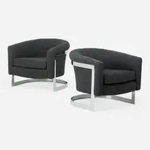 attribution Milo Baughman, Pair of lounge chairs
