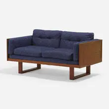 Settee by Poul Cadovius, c. 1965, upholstery, teak, sold May 2024