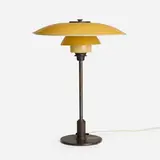 PH 3 1/2 / 2 table lamp by Poul Henningsen, patinated brass and steel, lacquered zinc, painted glass, Bakelite, sold May 2024