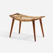 Stool, model JH 539 by Hans J. Wegner, 1953, teak, cane, sold May 2024