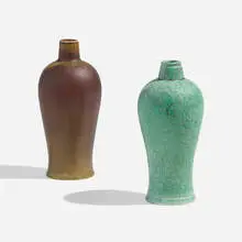 Vases, set of two by Gunnar Nylund, c. 1942, glazed stoneware, sold May 2024