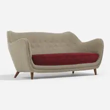 Dot Dot Dot, Sofa, c. 1965, velvet upholstery, walnut