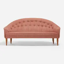 Paradise Sofa by Kerstin Hörlin-Holmquist, 1958, upholstery, beech, sold May 2024