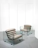 Fabio Lenci, A Pair of Hyaline Chairs, designed circa 1967, glass, chromed metal, leather