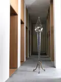 Mark Brazier-Jones, Early Dew Lamp, circa 1987, bronze, steel, blackened sheet steel and glass