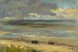 Josef Wopfner, Wolken über dem Chiemsee, Öl auf Malpappe