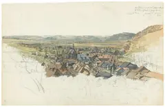 Carl Wagner, Blick auf Sonneberg in Thüringen, 1833, Aquarell und Bleistift auf Bütten (Wasserzeichen: Van der Ley), quadriert