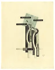 Ella Bergmann-Michel, O.B. 202, 1924, Collage (beidseitig), Tuschfeder, Bleistift und Deckweiß auf Transparentpapier