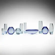 Collection of ten vessels by Per Lütken, 1958-1961, hand-blown glass, sold May 2024