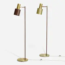 Jo Hammerborg, Studio floor lamps, set of two, 1967, lacquered steel, brass
