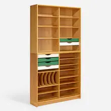 Cabinets, pair by Børge Mogensen, c. 1965, oak, painted wood, sold May 2024