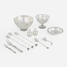 Collection of tableware by Cohr, c. 1965, sterling silver, sold May 2024