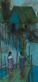 Chuah Siew Teng, Ladies in a Kampong Scene, batik