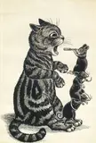 Open Wide by Louis Wain, pen and ink, sold Apr 2016