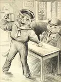 Victory by Louis Wain, charcoal and ink, sold Apr 2016