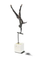 'Girl on Bar'; 'Girl Athlete'; 'Girl on Swing' by James Osborne, a set of three, from an edition of 10,  each dark patinated bronze, mounted on a polished granite base, sold Apr 2016