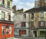 Montmartre Paris; Scéne de rue by René Dulieu, oil on canvas, sold Apr 2016