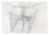 Walter Pichler, Brustkorb, 1978, Aquarell und Bleistift auf Papier