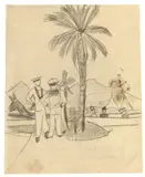 Zwei Matrosen an einer Palme by Max Beckmann, 1943, Bleistift auf Papier (aus einem Skizzenbuch), sold May 2014
