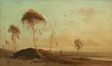 Carl Blechen, Märkische Landschaft, Um 1830, Öl auf Papier, auf Karton aufgezogen