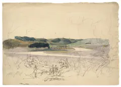 Friedrich Salathé, Studienblatt, Aquarell, Feder in Schwarz und Bleistift auf Velin